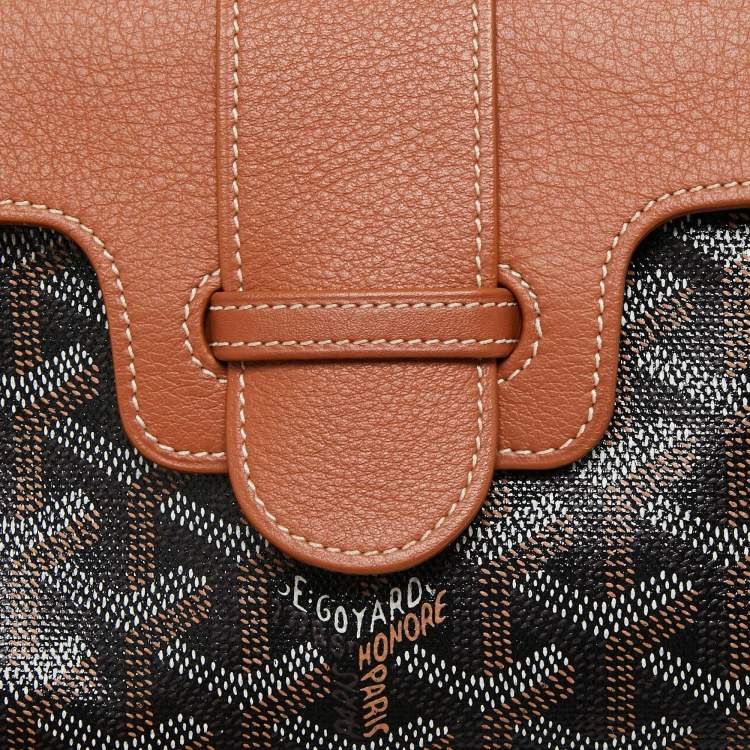 Pre Owned Goyard Black/Brown Goyardine Coated Canvas And Leather Mini Saigon Top Handle Bag