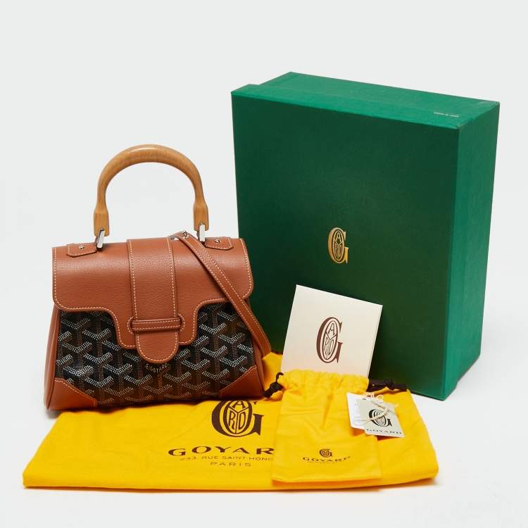 Pre Owned Goyard Black/Brown Goyardine Coated Canvas And Leather Mini Saigon Top Handle Bag