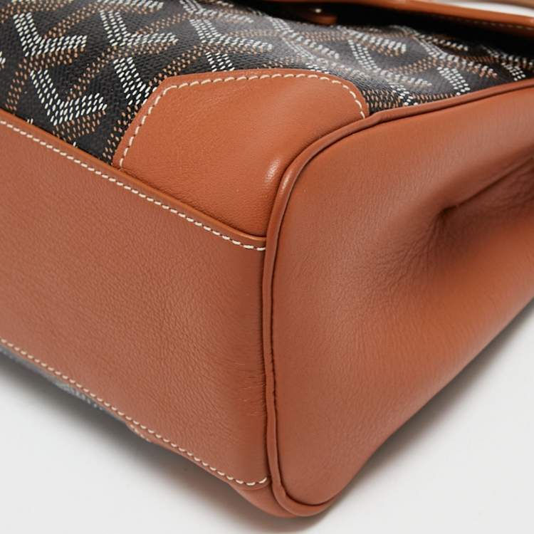Pre Owned Goyard Black/Brown Goyardine Coated Canvas And Leather Mini Saigon Top Handle Bag