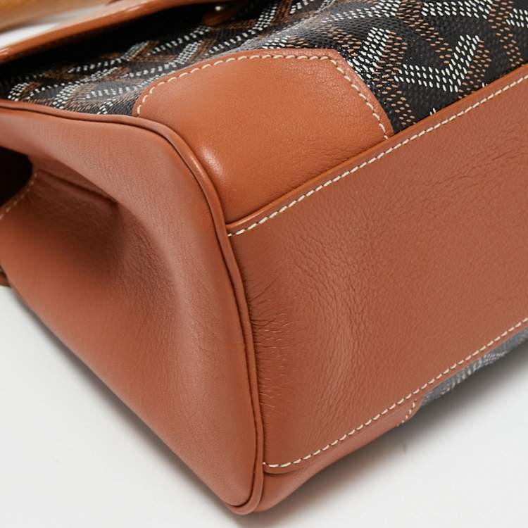 Pre Owned Goyard Black/Brown Goyardine Coated Canvas And Leather Mini Saigon Top Handle Bag