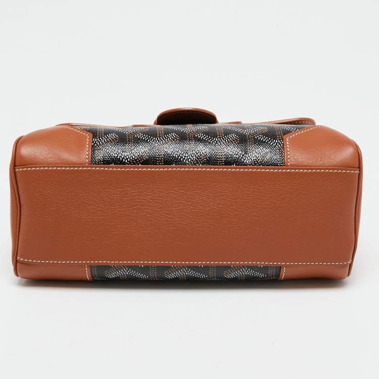 Pre Owned Goyard Black/Brown Goyardine Coated Canvas And Leather Mini Saigon Top Handle Bag
