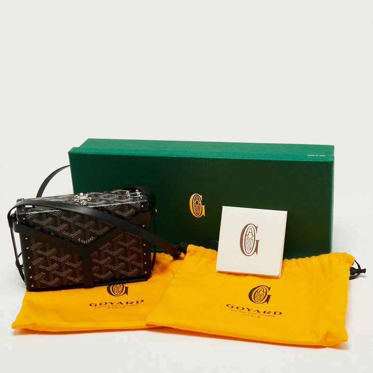 Pre Owned Goyard Black Goyardine Coated Canvas and Leather Minaudière Trunk Bag