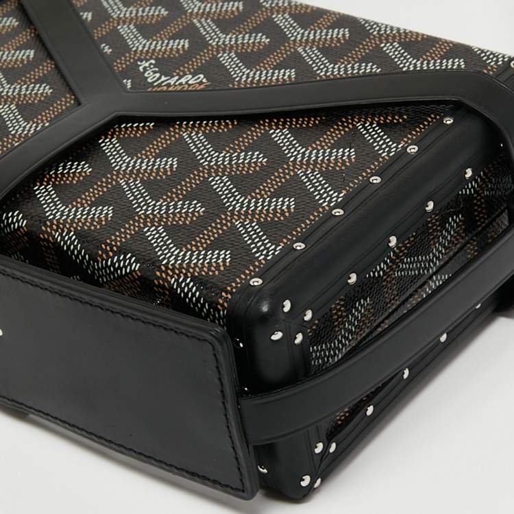 Pre Owned Goyard Black Goyardine Coated Canvas and Leather Minaudière Trunk Bag