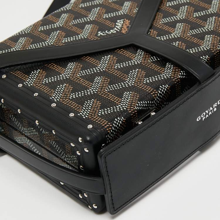 Pre Owned Goyard Black Goyardine Coated Canvas and Leather Minaudière Trunk Bag