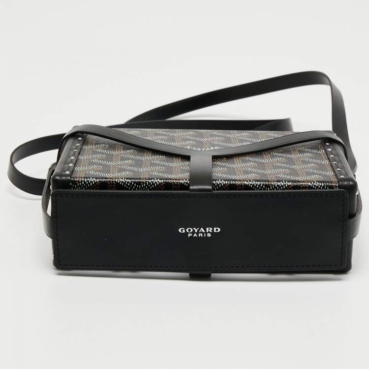 Pre Owned Goyard Black Goyardine Coated Canvas and Leather Minaudière Trunk Bag