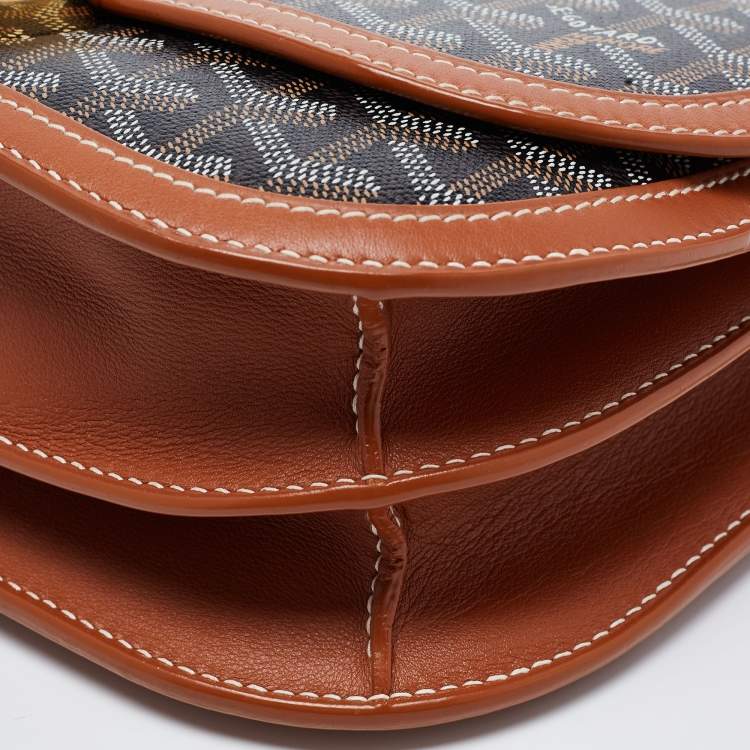 Pre Owned Goyard Brown Goyardine Coated Canvas and Leather 233 PM Shoulder Bag