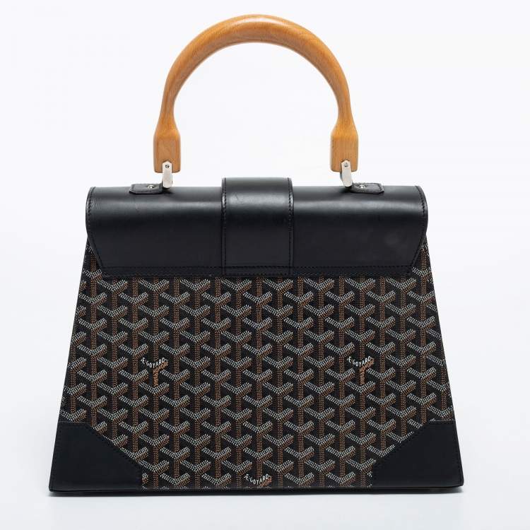 Pre Owned Goyard Black Goyardine Coated Canvas and Leather Saigon MM Top Handle Bag