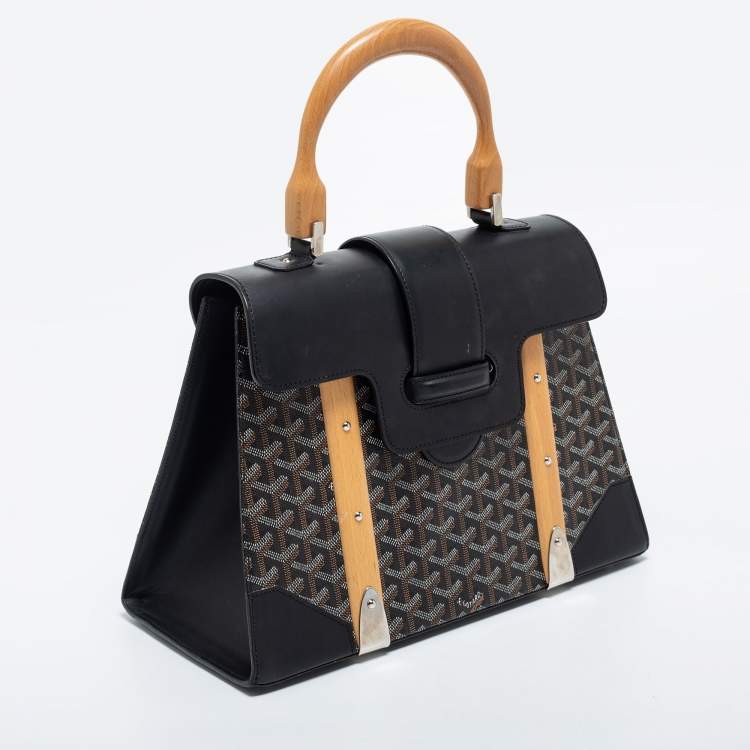 Pre Owned Goyard Black Goyardine Coated Canvas and Leather Saigon MM Top Handle Bag