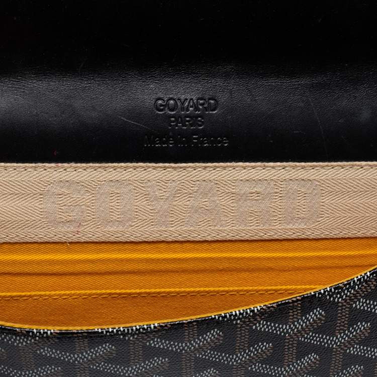 Pre Owned Goyard Black Goyardine Coated Canvas Monte Carlo Bois Clutch