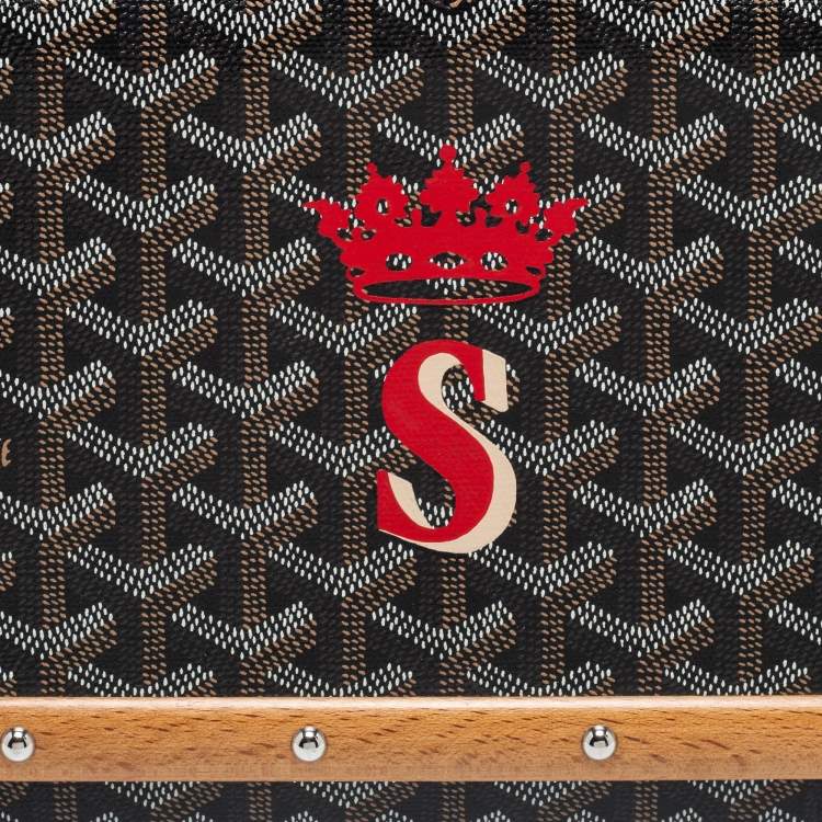 Pre Owned Goyard Black Goyardine Coated Canvas Monte Carlo Bois Clutch