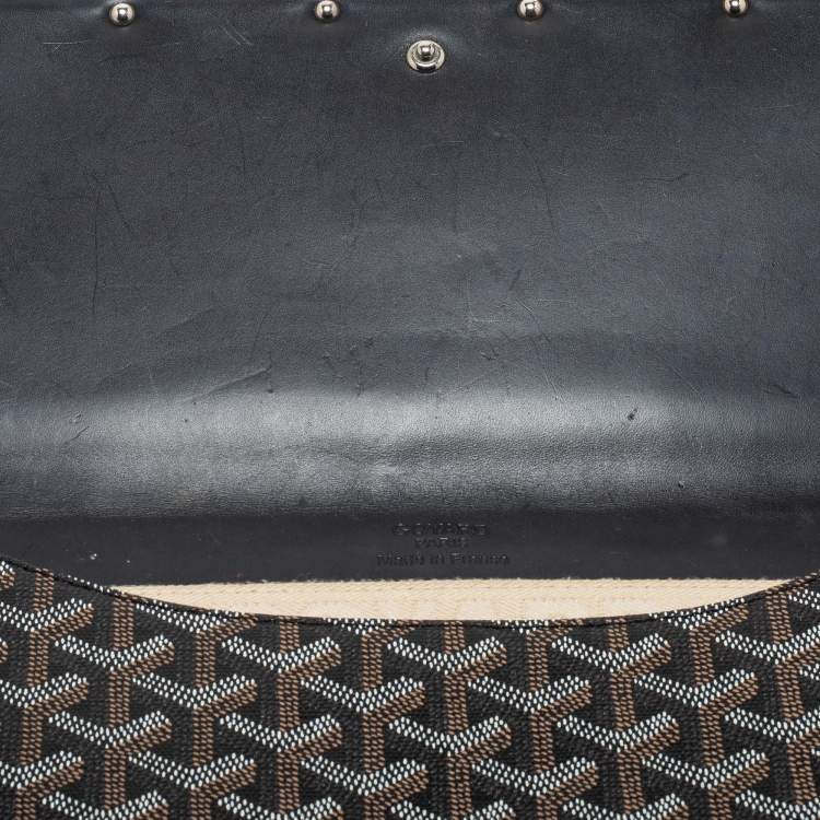 Pre Owned Goyard Black Goyardine Coated Canvas Monte Carlo Bois Clutch