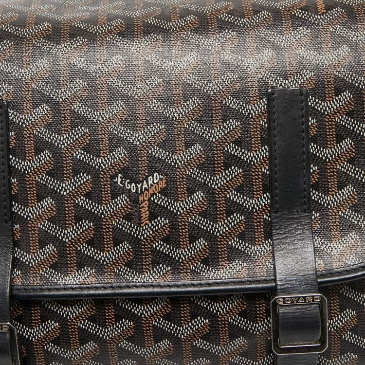 Pre Owned Goyard Black Goyardine Coated Canvas and Leather Belvedere MM Saddle Bag