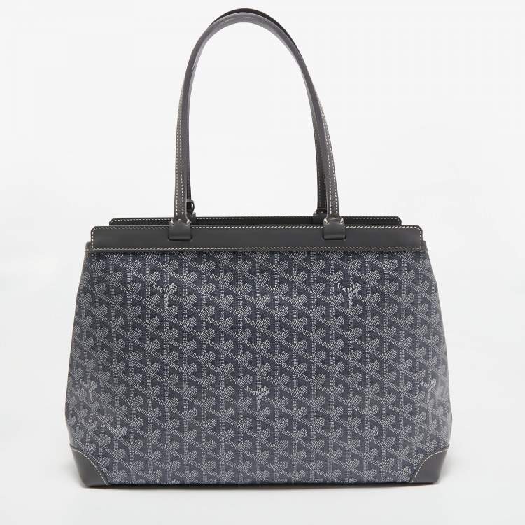 Pre Owned Goyard Grey Goyardine Coated Canvas and Leather Bellechasse PM Tote