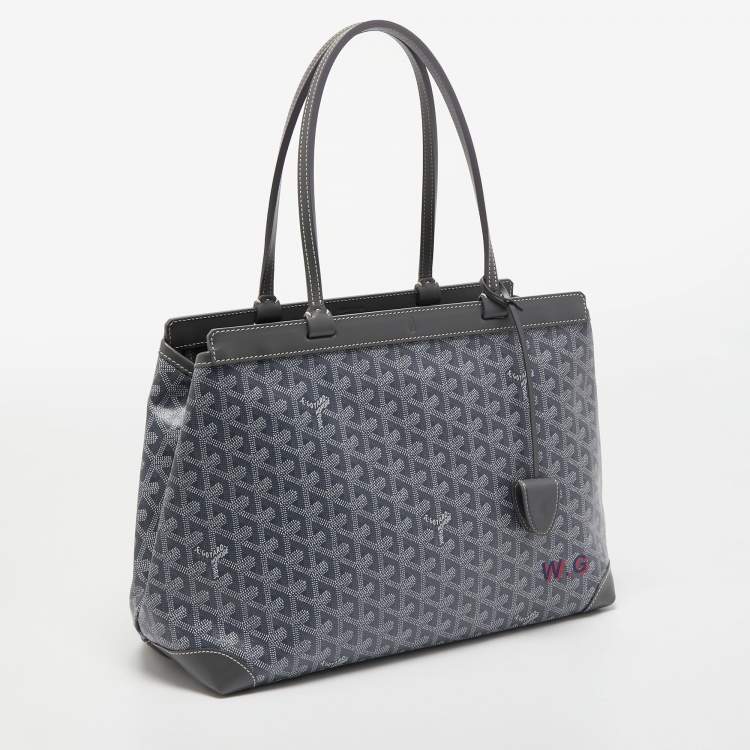 Pre Owned Goyard Grey Goyardine Coated Canvas and Leather Bellechasse PM Tote
