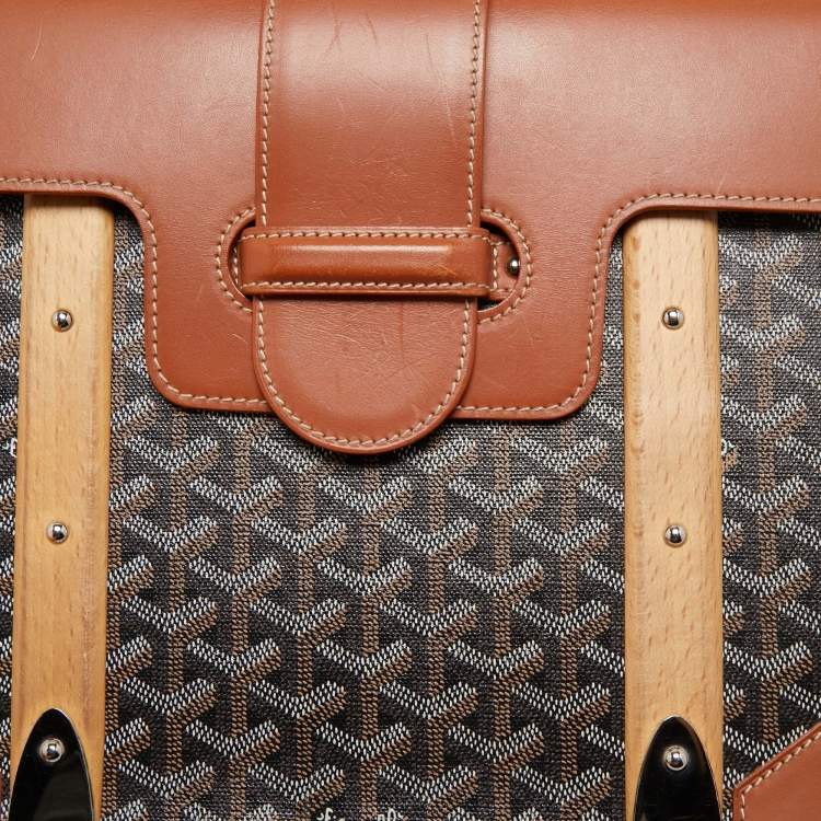 Pre Owned Goyard Brown Goyardine Coated Canvas and Leather Saigon MM Top Handle Bag