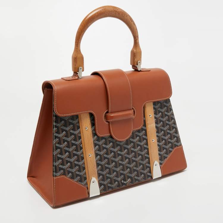Pre Owned Goyard Brown Goyardine Coated Canvas and Leather Saigon MM Top Handle Bag