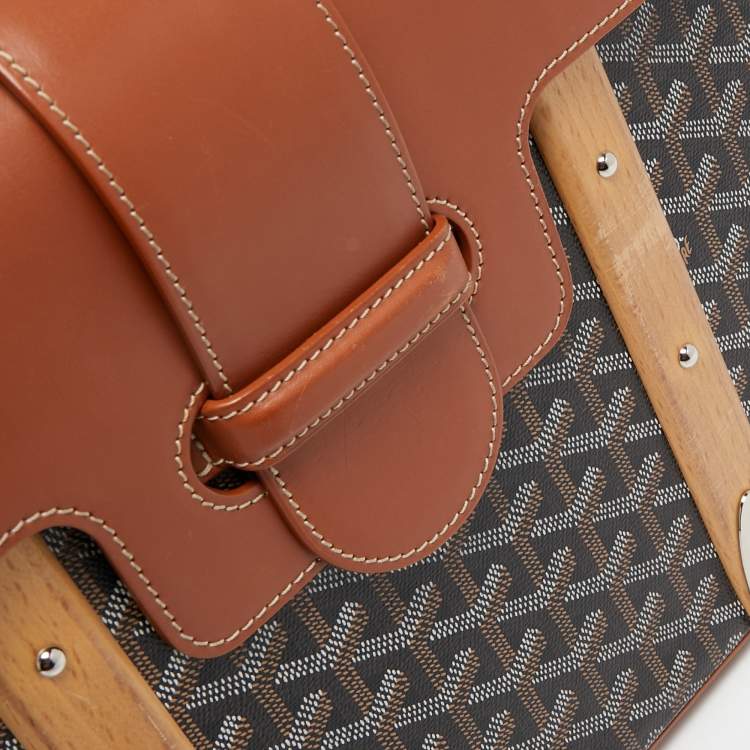 Pre Owned Goyard Brown Goyardine Coated Canvas and Leather Saigon MM Top Handle Bag