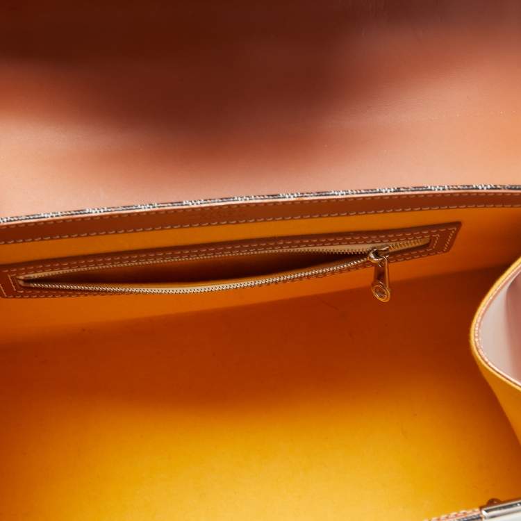 Pre Owned Goyard Brown Goyardine Coated Canvas and Leather Saigon MM Top Handle Bag