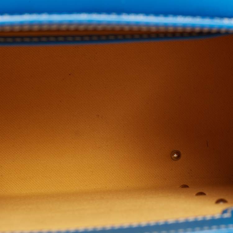 Pre Owned Goyard Blue Goyardine Coated Canvas and Leather Saigon PM Top Handle Bag