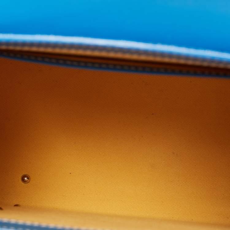 Pre Owned Goyard Blue Goyardine Coated Canvas and Leather Saigon PM Top Handle Bag