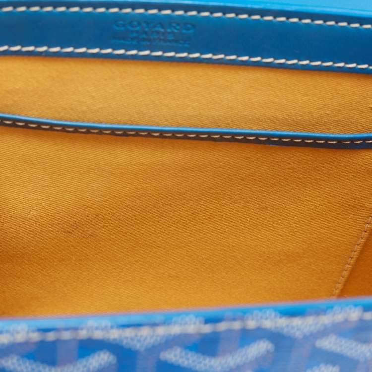 Pre Owned Goyard Blue Goyardine Coated Canvas and Leather Saigon PM Top Handle Bag