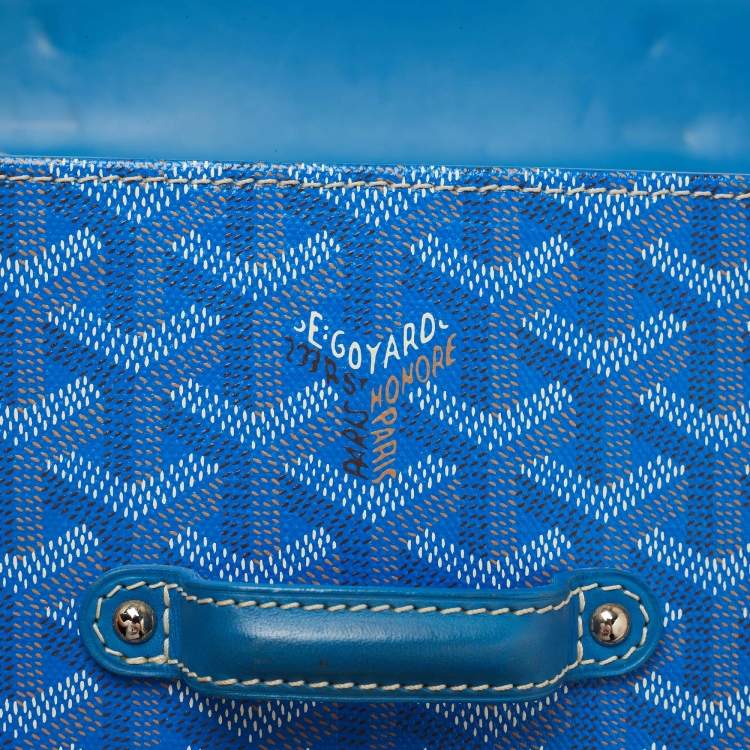 Pre Owned Goyard Blue Goyardine Coated Canvas and Leather Saigon PM Top Handle Bag