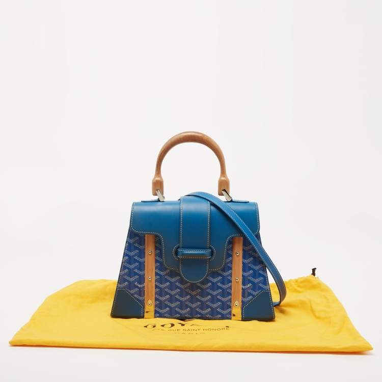 Pre Owned Goyard Blue Goyardine Coated Canvas and Leather Saigon PM Top Handle Bag