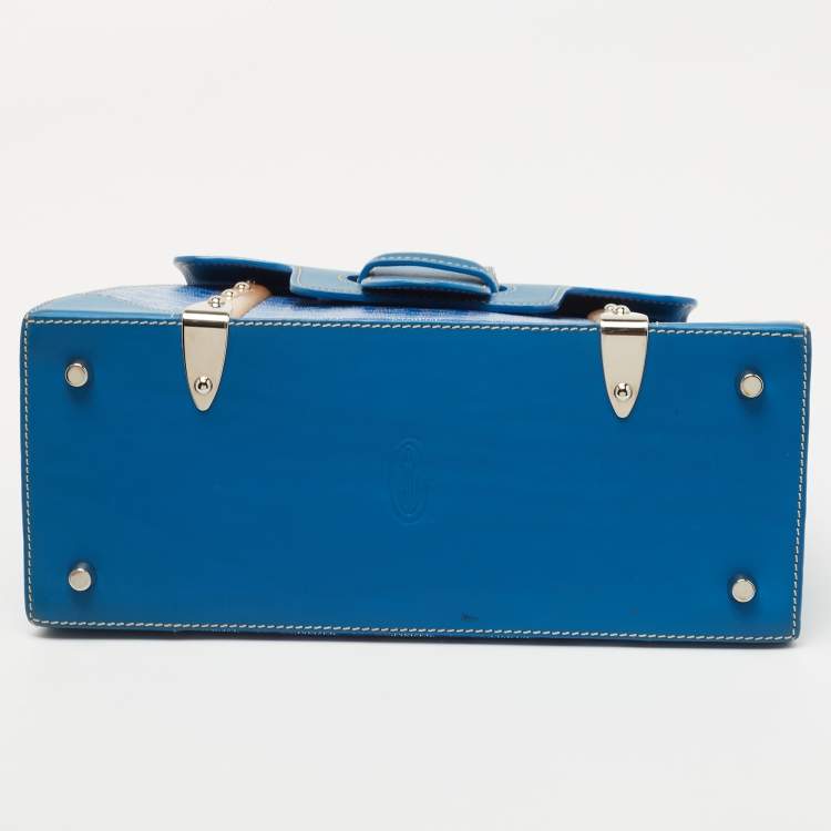 Pre Owned Goyard Blue Goyardine Coated Canvas and Leather Saigon PM Top Handle Bag