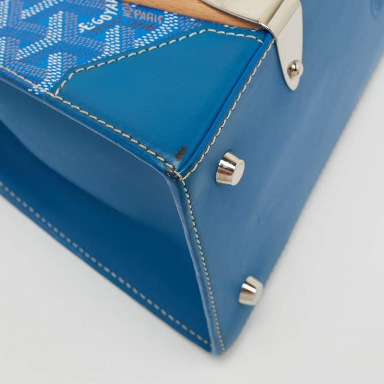 Pre Owned Goyard Blue Goyardine Coated Canvas and Leather Saigon PM Top Handle Bag