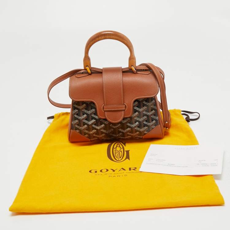 Pre Owned Goyard Tan/Brown Goyardine Coated Canvas And Leather Mini Saigon Top Handle Bag