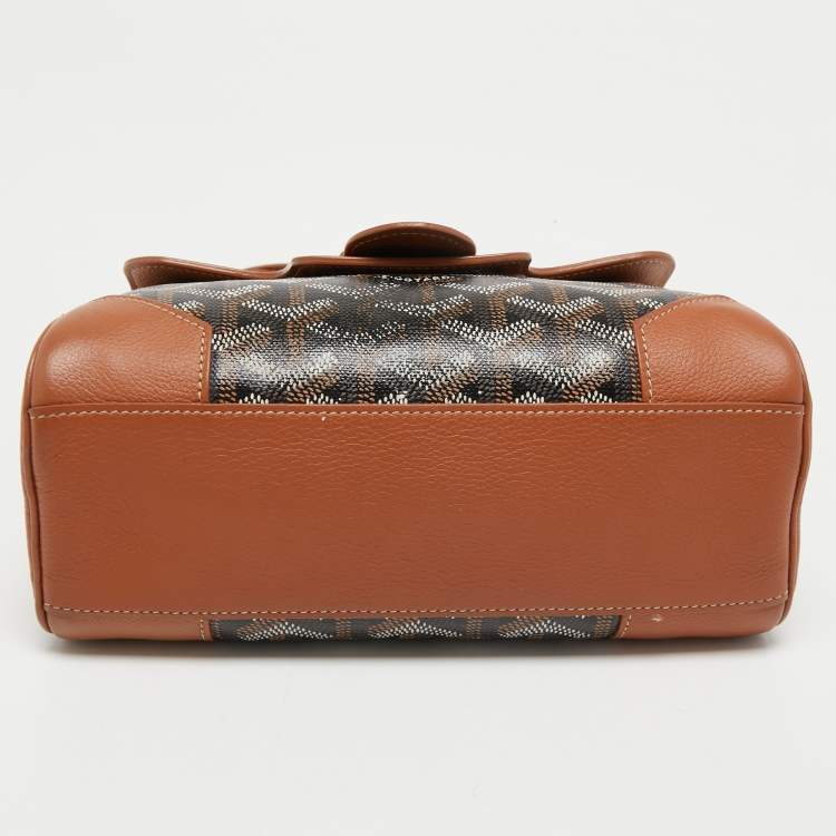 Pre Owned Goyard Tan/Brown Goyardine Coated Canvas And Leather Mini Saigon Top Handle Bag
