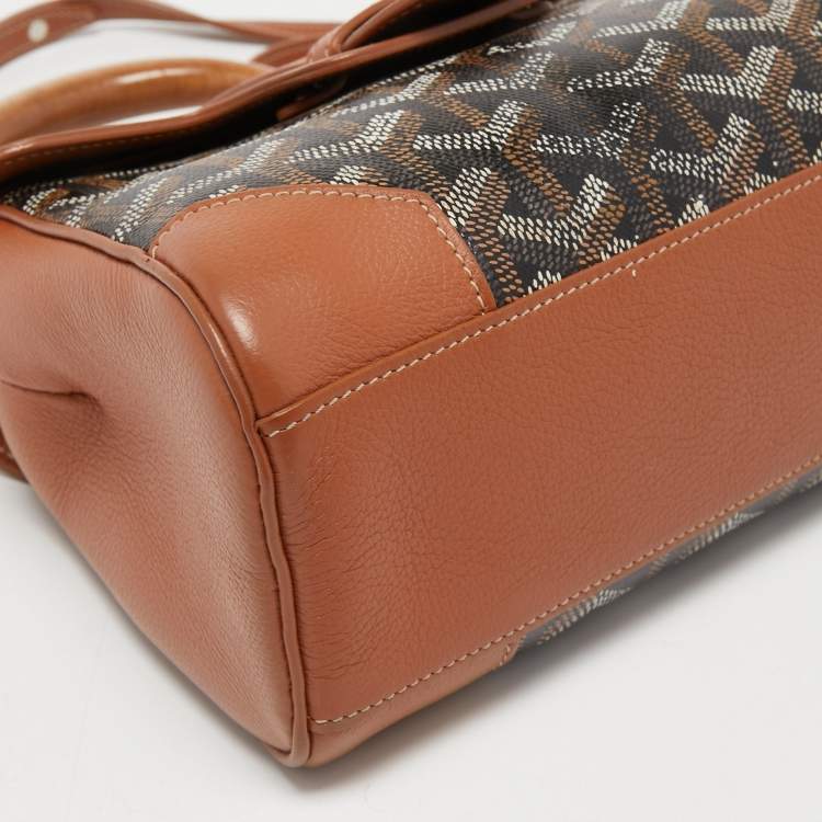 Pre Owned Goyard Tan/Brown Goyardine Coated Canvas And Leather Mini Saigon Top Handle Bag