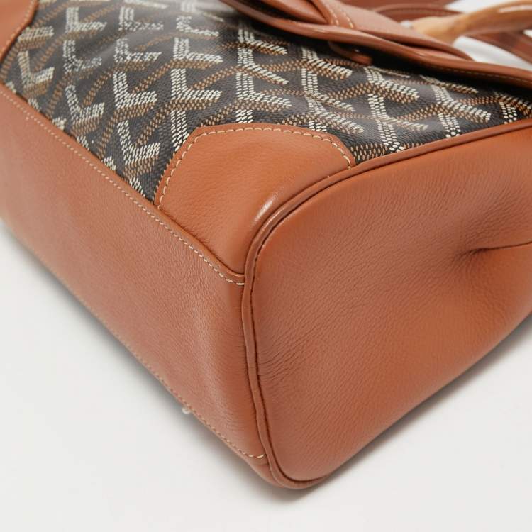 Pre Owned Goyard Tan/Brown Goyardine Coated Canvas And Leather Mini Saigon Top Handle Bag