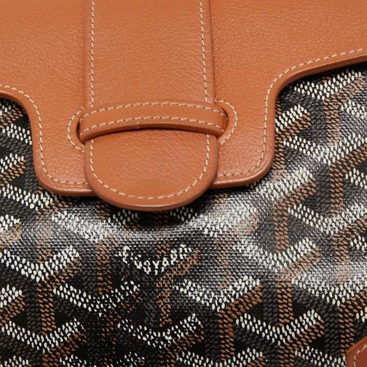 Pre Owned Goyard Tan/Brown Goyardine Coated Canvas And Leather Mini Saigon Top Handle Bag