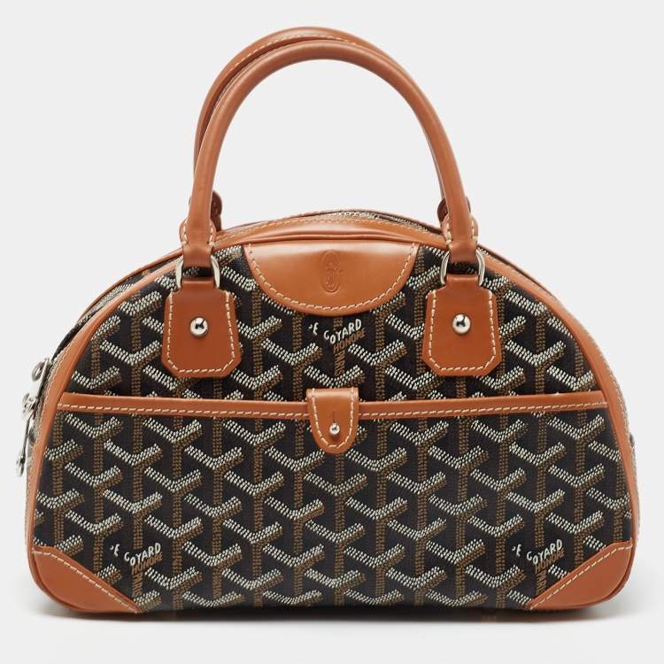 Goyard Saint Jeanne GM Black Canvas Leather Satchel Handbag