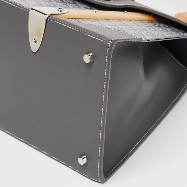 Pre Owned Goyard Grey Goyardine Coated Canvas and Leather Saigon MM Top Handle Bag