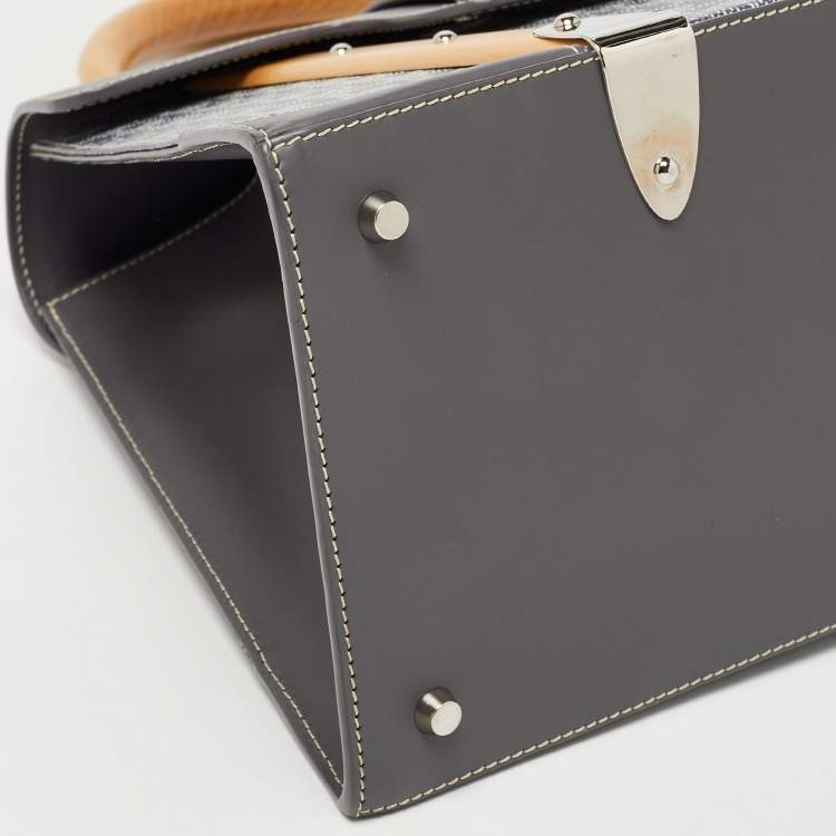 Pre Owned Goyard Grey Goyardine Coated Canvas and Leather Saigon MM Top Handle Bag