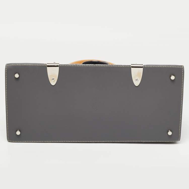 Pre Owned Goyard Grey Goyardine Coated Canvas and Leather Saigon MM Top Handle Bag
