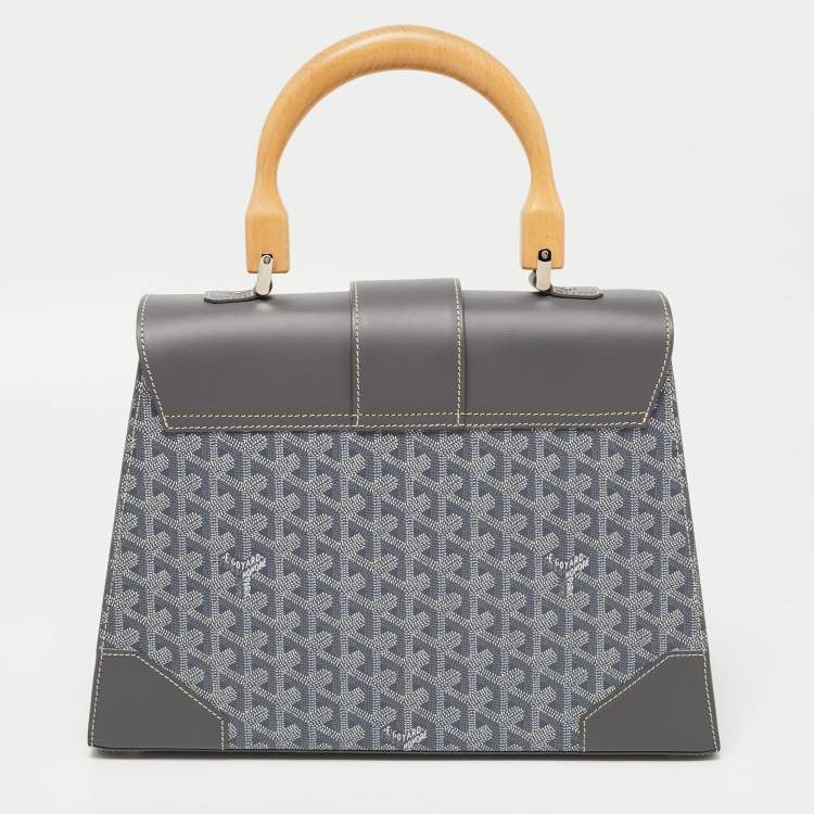 Pre Owned Goyard Grey Goyardine Coated Canvas and Leather Saigon MM Top Handle Bag