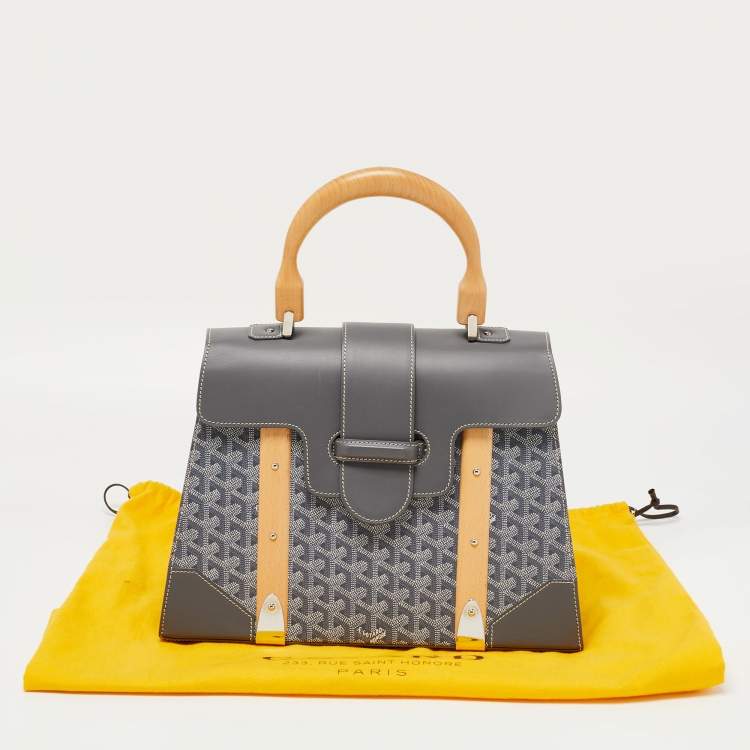 Pre Owned Goyard Grey Goyardine Coated Canvas and Leather Saigon MM Top Handle Bag