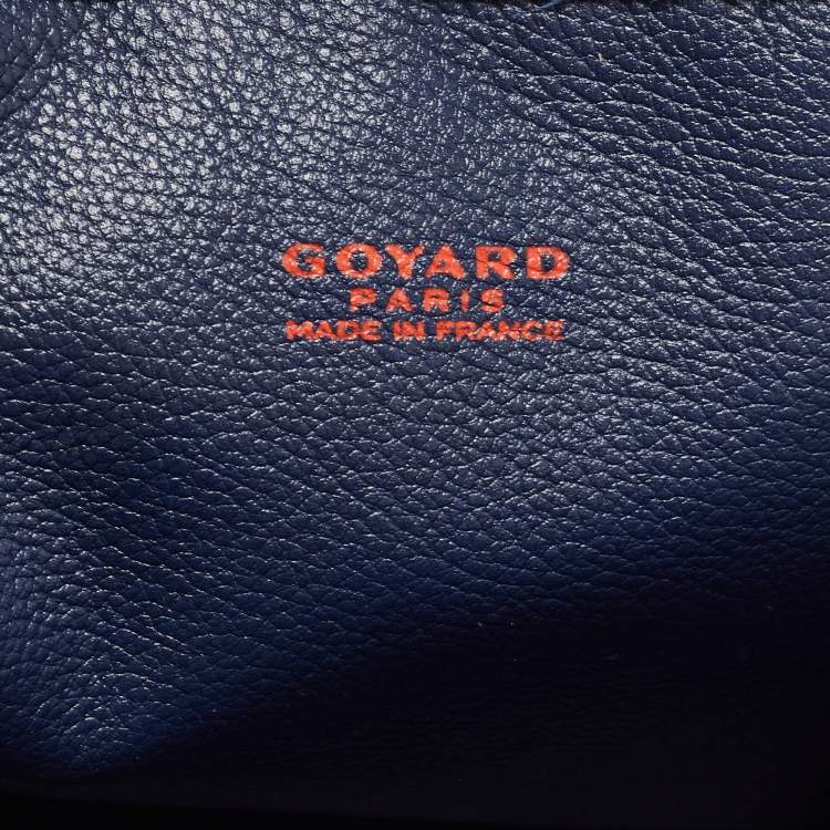Pre Owned Goyard Navy Blue Goyardine Coated Canvas Anjou Mini Reversible Bag