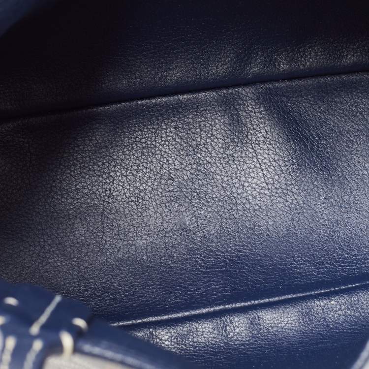 Pre Owned Goyard Navy Blue Goyardine Coated Canvas Anjou Mini Reversible Bag