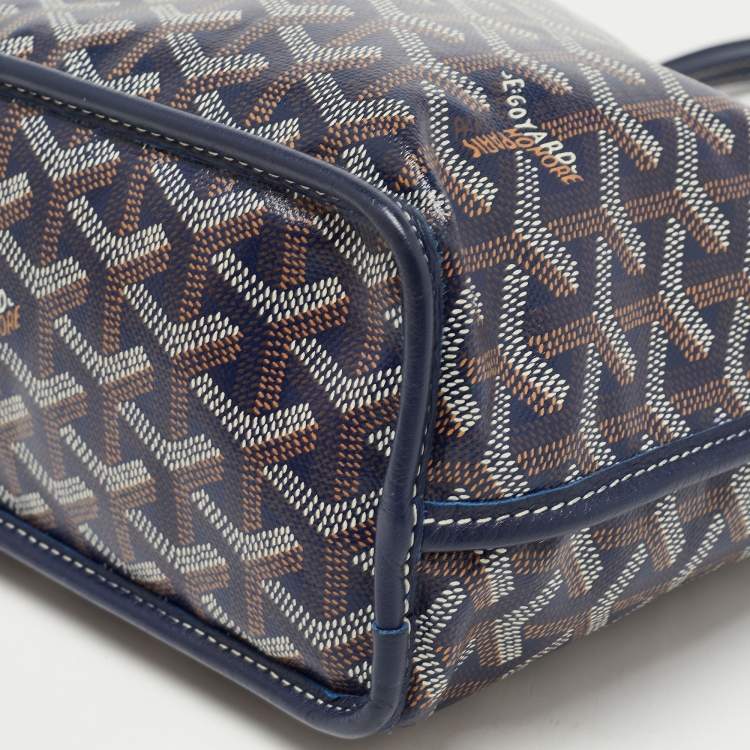 Pre Owned Goyard Navy Blue Goyardine Coated Canvas Anjou Mini Reversible Bag