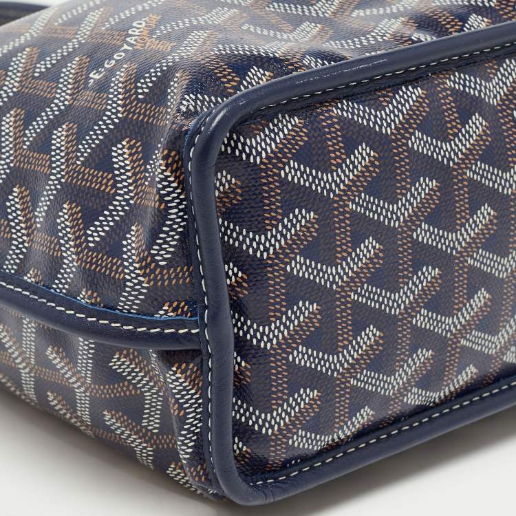 Pre Owned Goyard Navy Blue Goyardine Coated Canvas Anjou Mini Reversible Bag