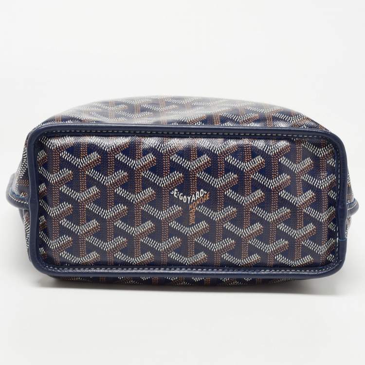 Pre Owned Goyard Navy Blue Goyardine Coated Canvas Anjou Mini Reversible Bag