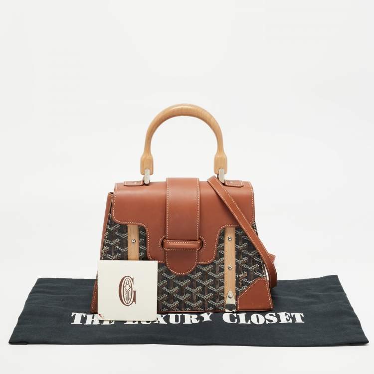 Pre Owned Goyard Brown Coated Canvas and Leather PM Saigon Top Handle Bag