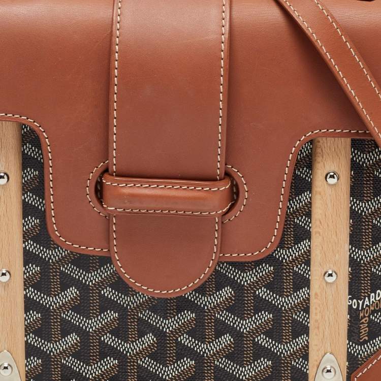 Pre Owned Goyard Brown Coated Canvas and Leather PM Saigon Top Handle Bag