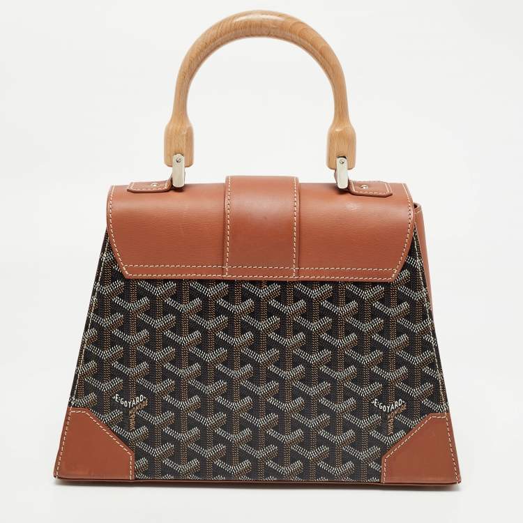 Pre Owned Goyard Brown Coated Canvas and Leather PM Saigon Top Handle Bag