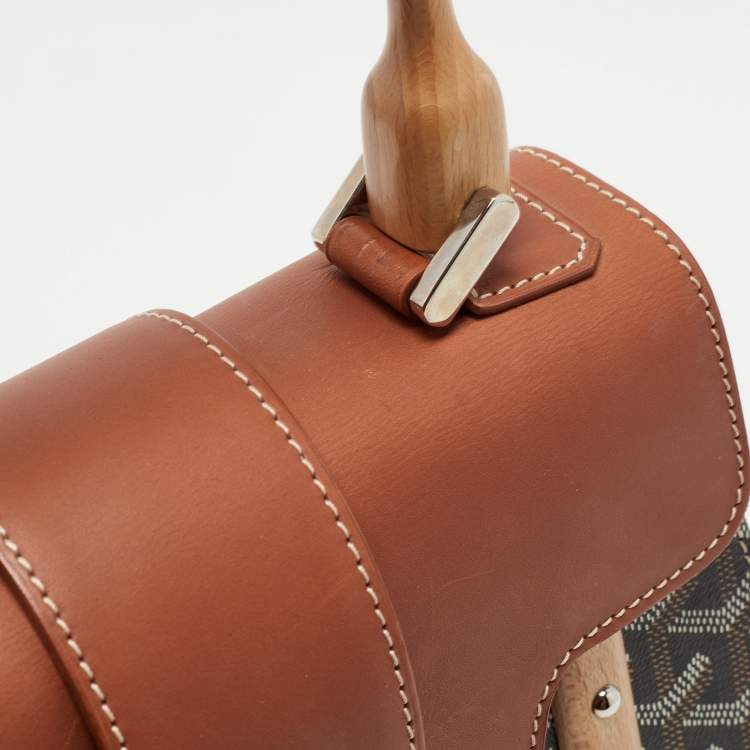 Pre Owned Goyard Brown Coated Canvas and Leather PM Saigon Top Handle Bag