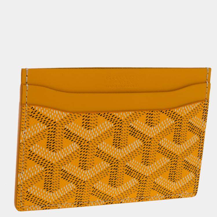 Pre Owned Goyard Yellow Goyardine Coated Canvas and Leather Saint Sulpice Card Holder